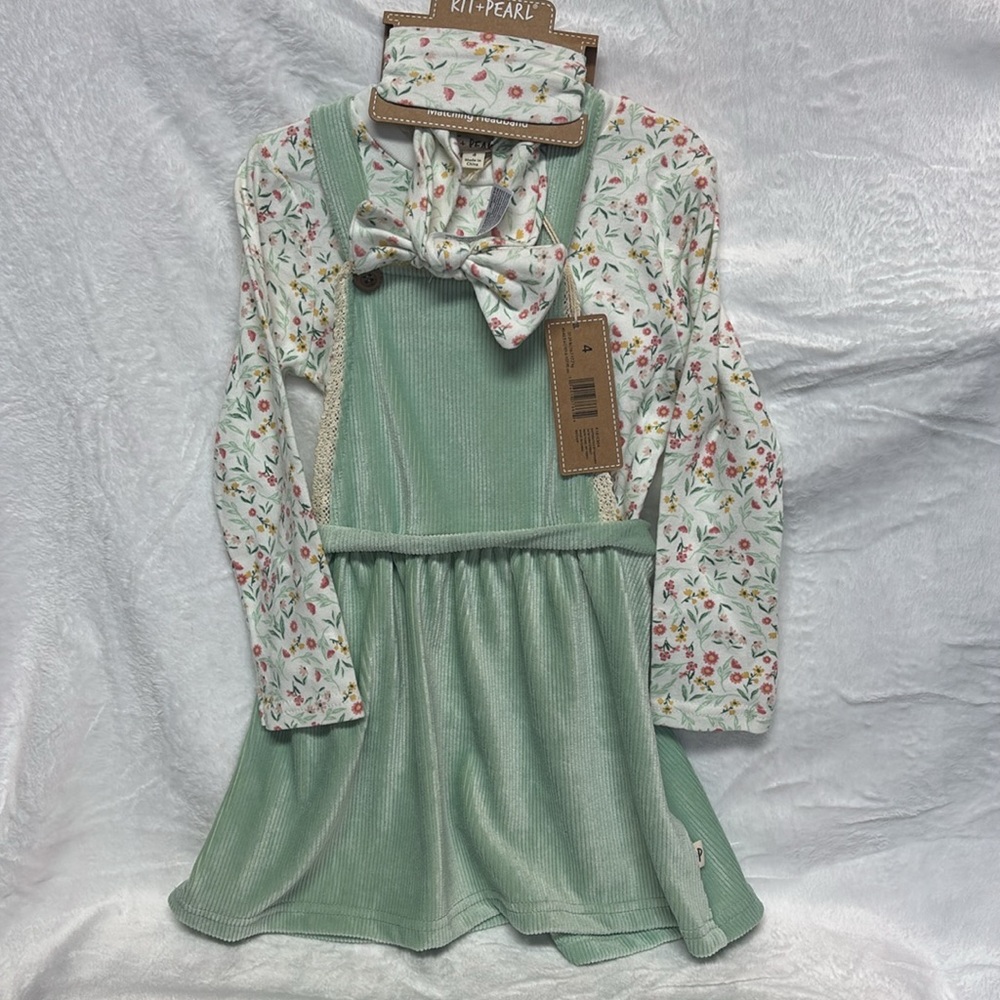 BNWT Kit + Pearl 2piece Set w/Matching Headband, Sz 4 37-39lbs 40-42.5in